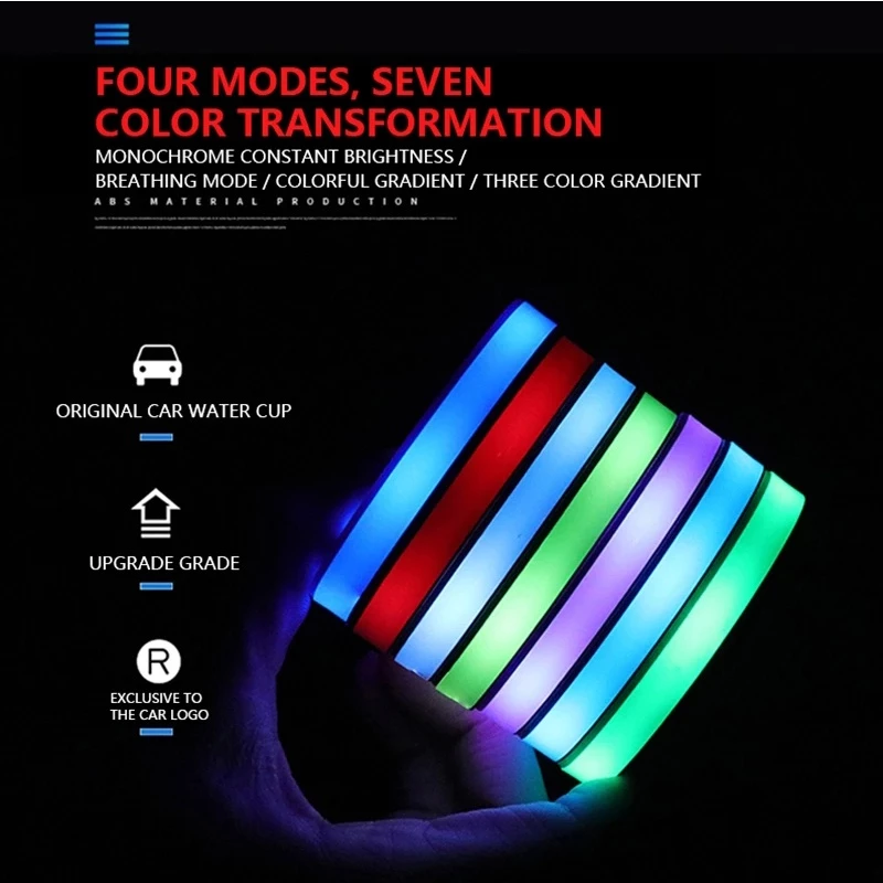 Car LED Light Cup Mat โ 7 Color Atmosphere Pad