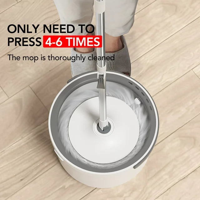 Microfiber Floor Mop and Bucket Set – 180° Rotating Mop Head with Round Bucket & Adjustable Handle