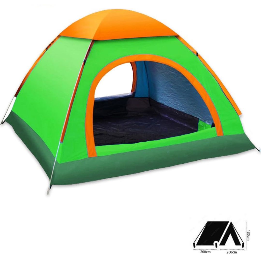 Automatic Pop-Up Tent โ Double Door, Single Layer, Waterproof & Windproof for Outdoor Camping with Carry Bag โ Green