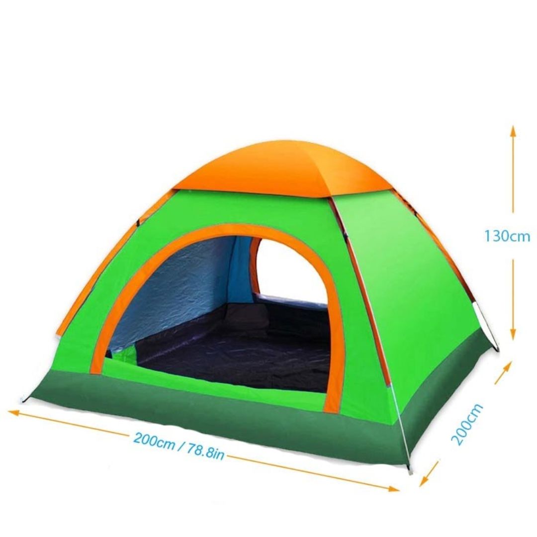 Automatic Pop-Up Tent โ Double Door, Single Layer, Waterproof & Windproof for Outdoor Camping with Carry Bag โ Green