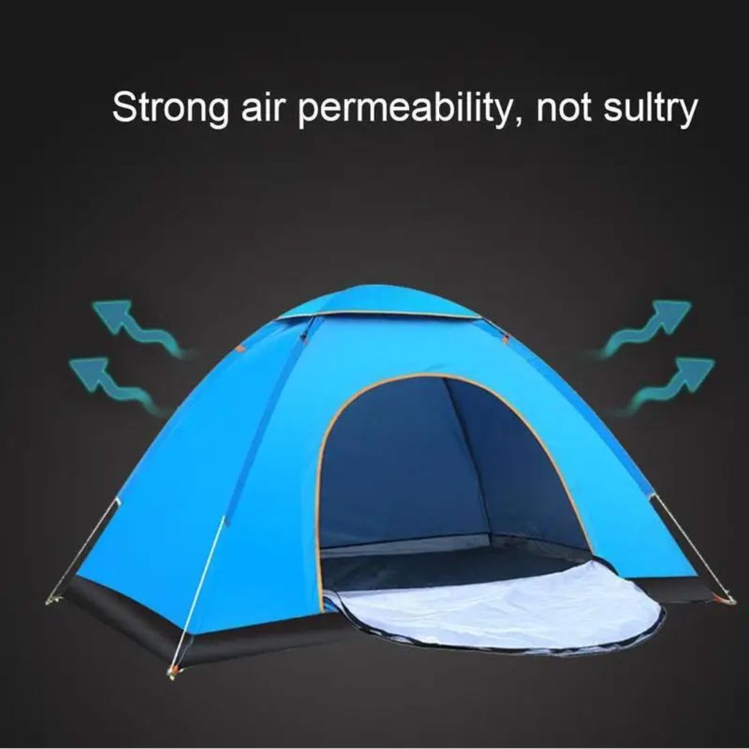 Automatic Pop-Up Tent โ Double Door, Single Layer, Waterproof & Windproof for Outdoor Camping with Carry Bag โ Green