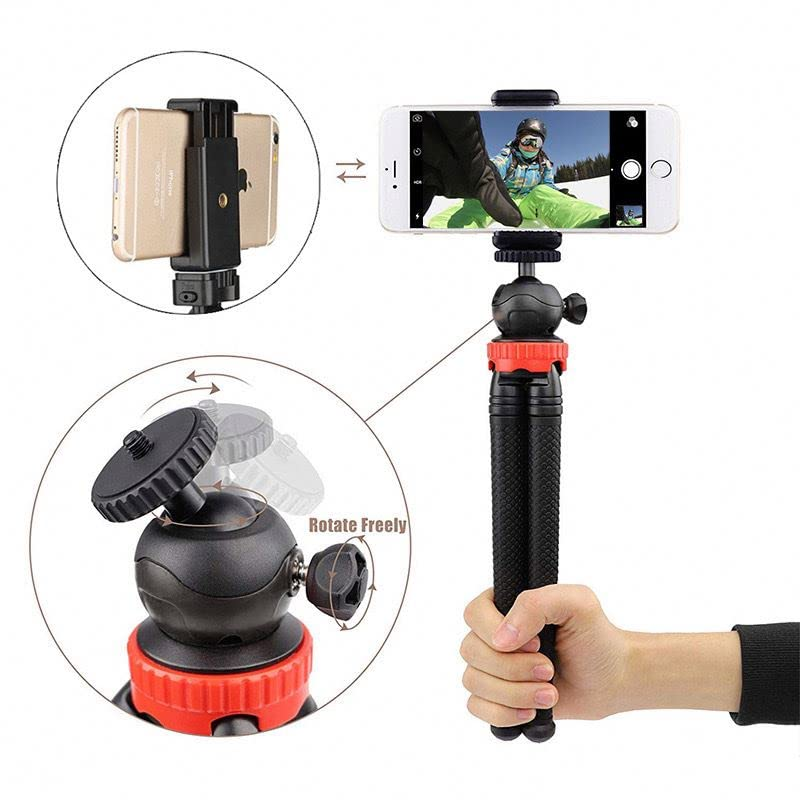 Flexible Octopus Tripod for Phone & Camera โ Mini Tripod Travel Stand with Phone Clip Mount