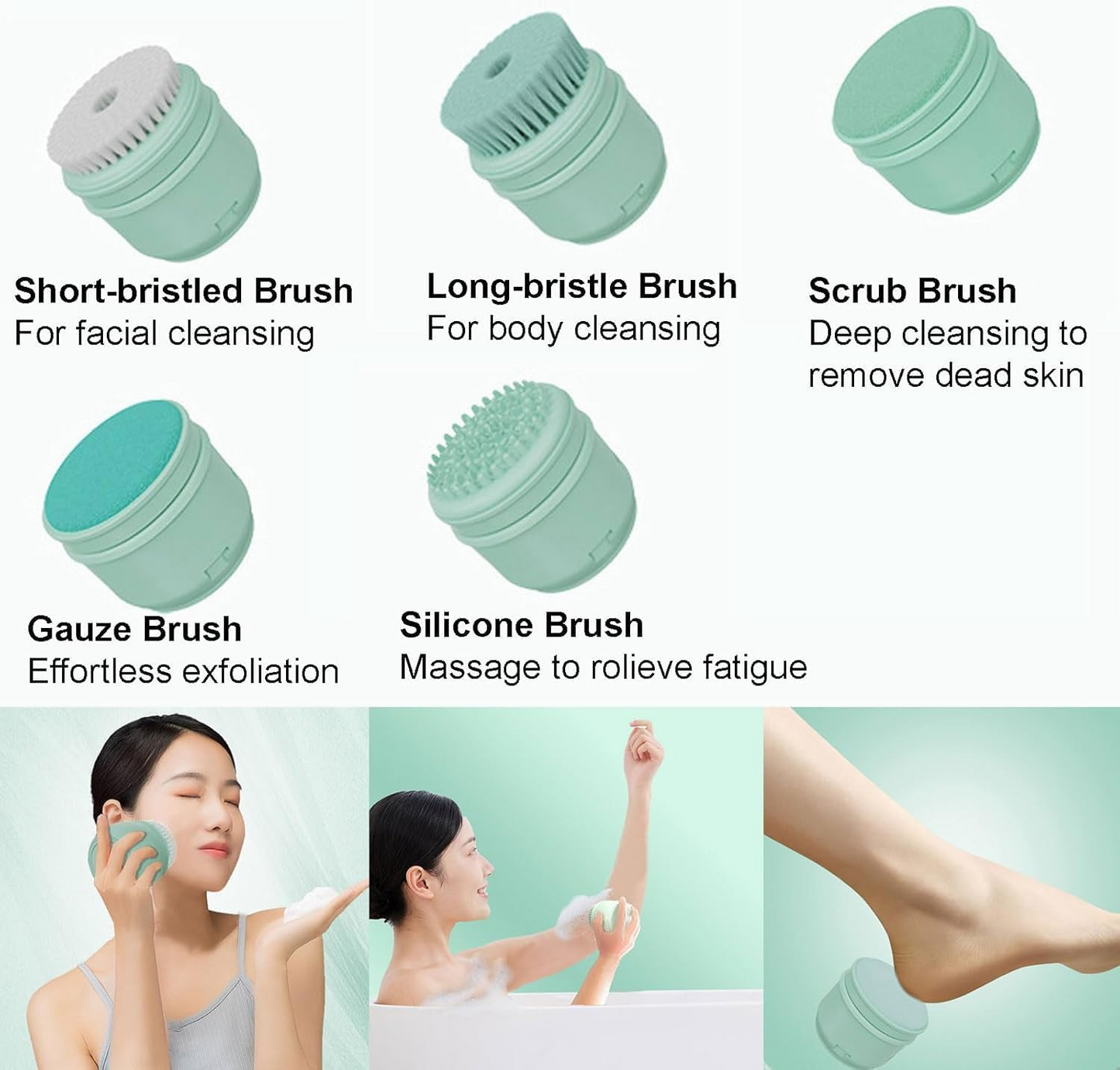 5 in 1 Electric Shower Brush, Body Scrubber Exfoliating Massage