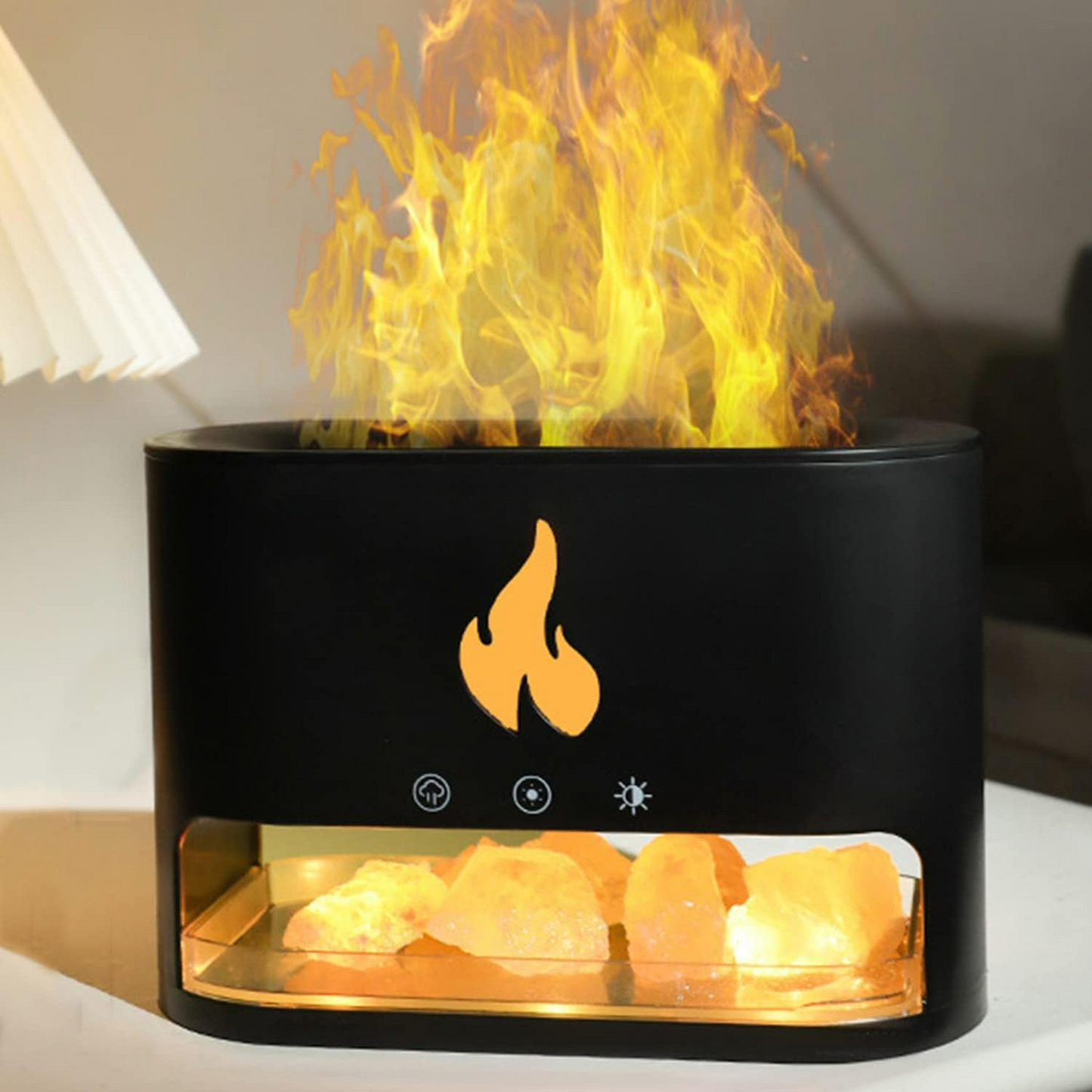 3 in 1 Flame Aroma Diffuser & Himalayan Salt Lamp 250ml Cool Mist Humidifier