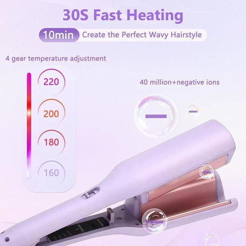 Multifunctional Hair Wavy Curler V Shaped Curling Iron for Beach Waves With 4 Adjustable Temperatures