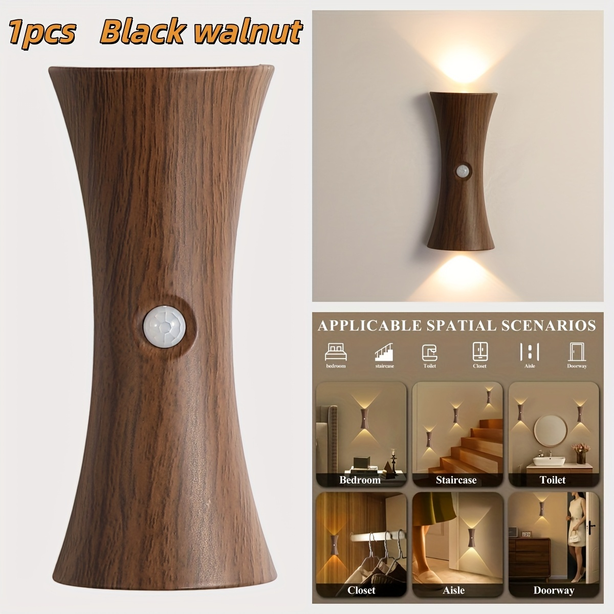 LED Smart Motion Sensor Hourglass-Shaped Wall Light