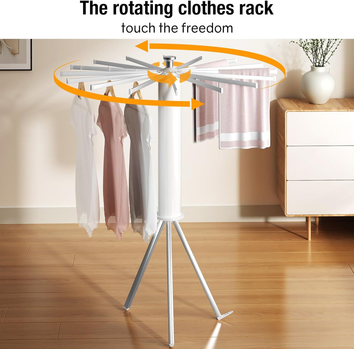 Folding Tripod Clothes Airer โ Compact Drying Rack with 16 Rotating Arms, Aluminum, Indoor/Outdoor Use