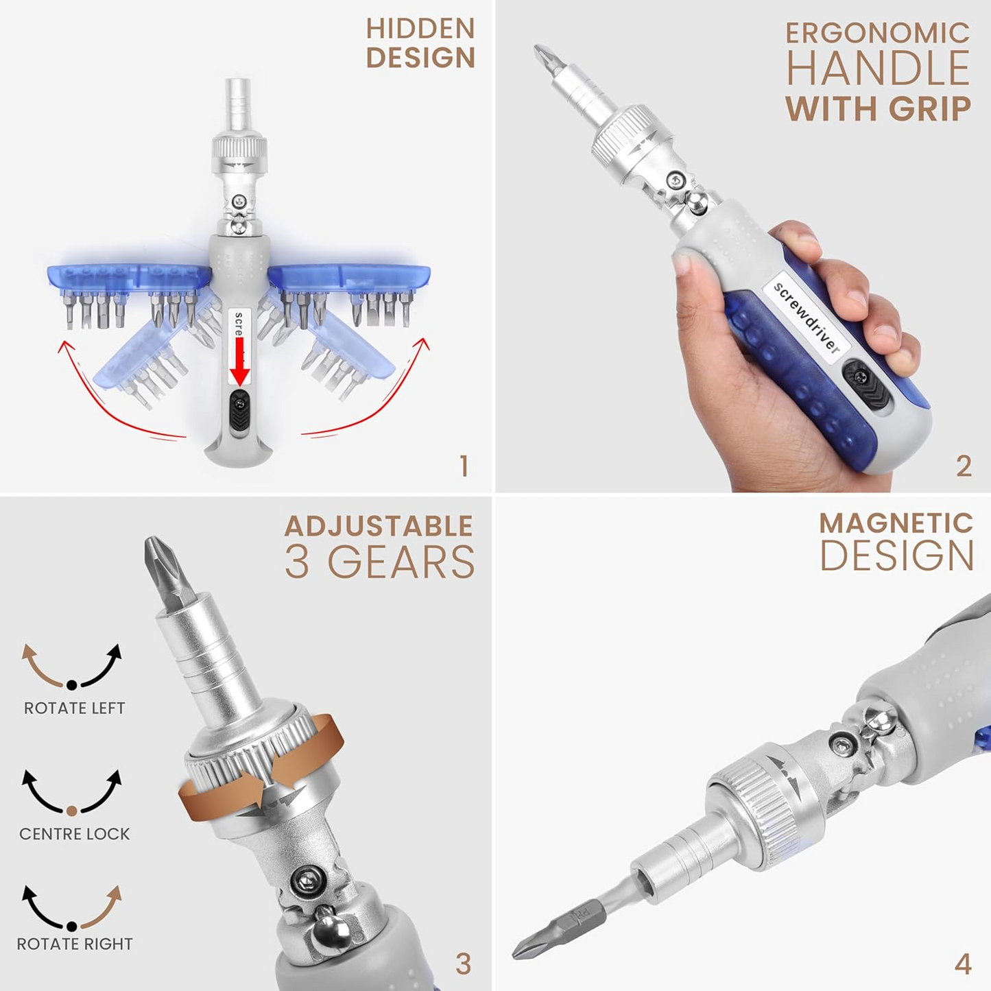 15 in 1 Magnetic Ratchet Screwdriver Set โ Multi-Angle Adjustable Tool Kit for DIY Repairs