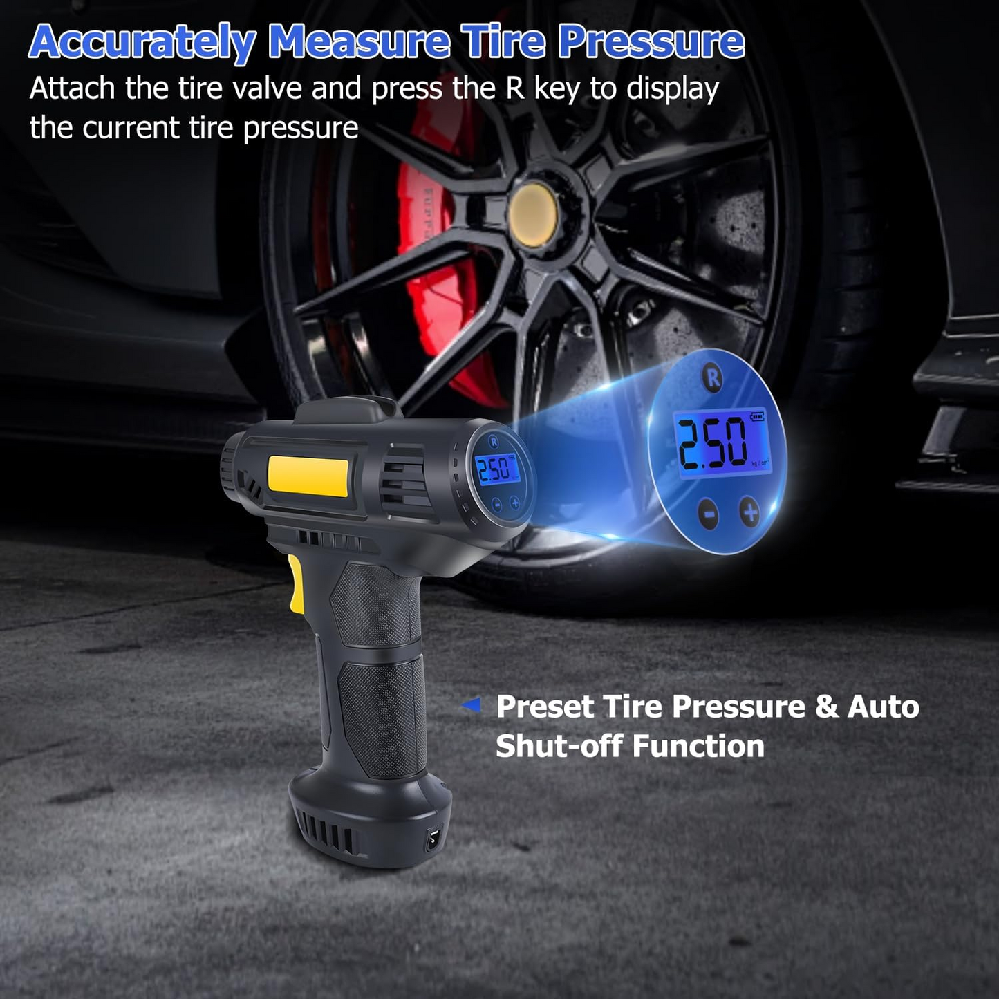 Tyre Inflator Pump Car Air Compressor Auto Shut-Off Portable 12V