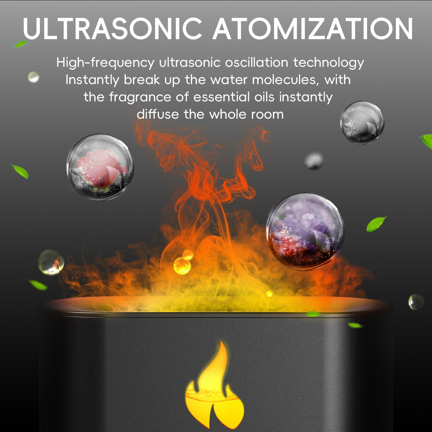 3 in 1 Flame Aroma Diffuser & Himalayan Salt Lamp 250ml Cool Mist Humidifier