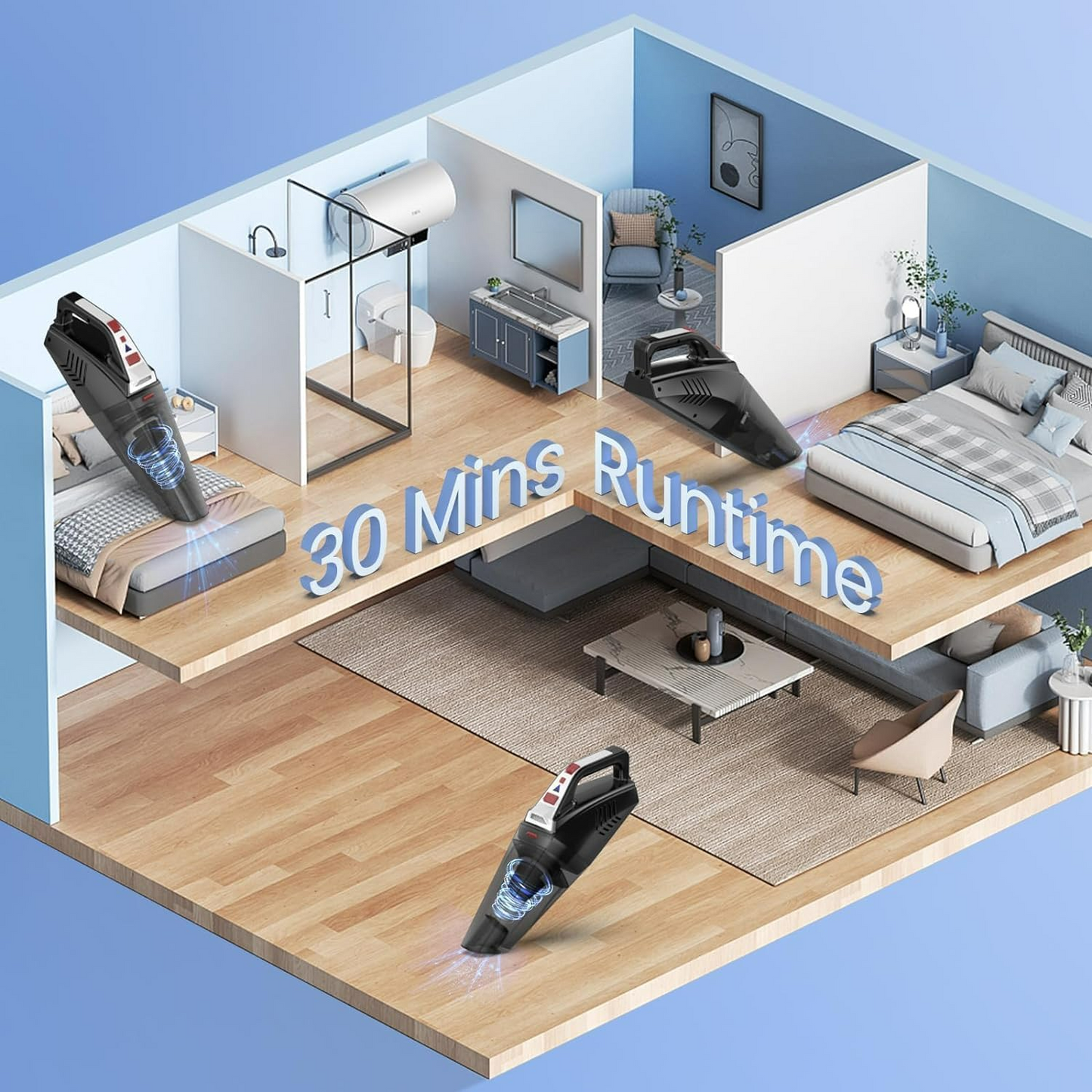 Cordless Handheld Vacuum – Portable Rechargeable Car & Home Mini Vacuum Cleaner 9000Pa