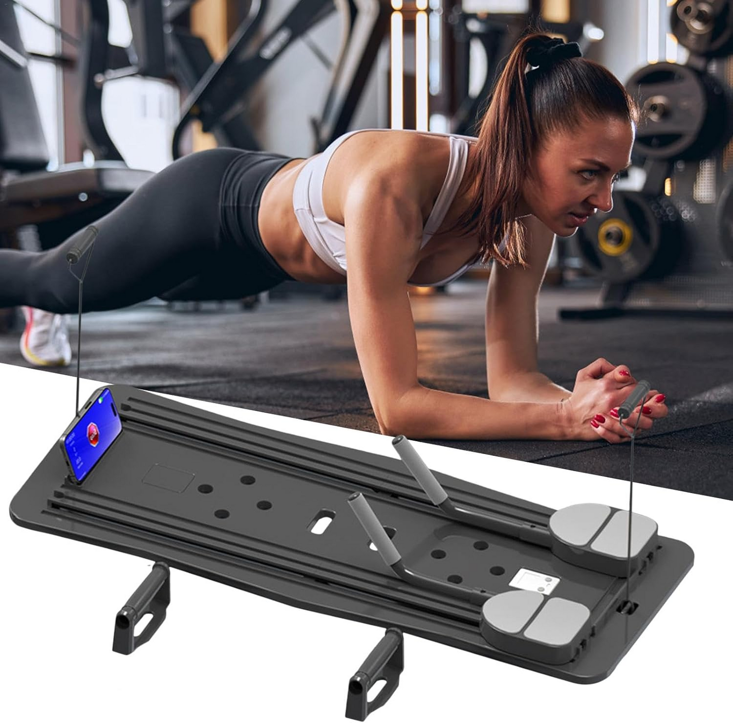 Foldable Pilates Reformer Machine โ Multifunctional Home Fitness Board with Ab Roller