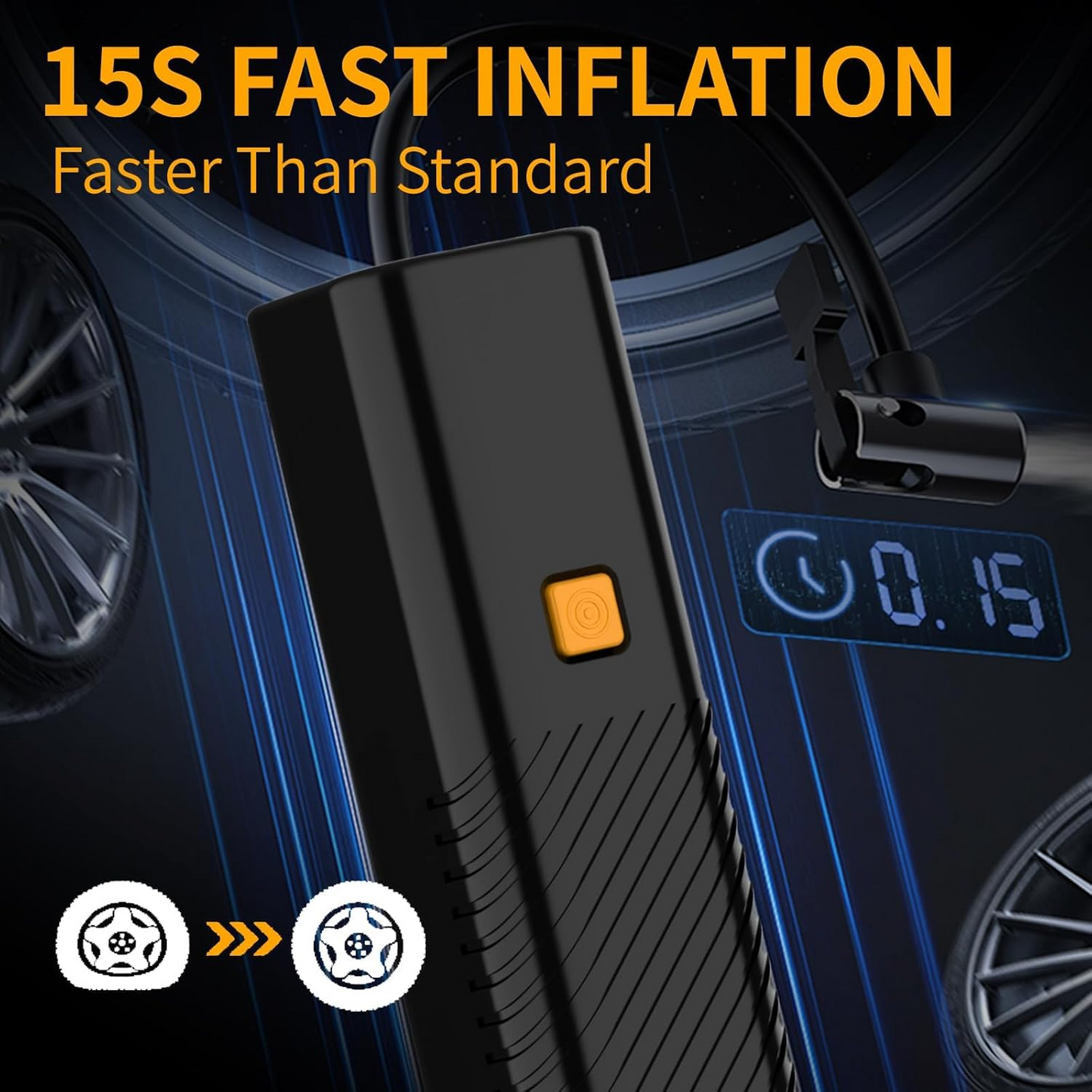 Tire Inflator Portable Air Compressor - Air Pump for Car Tires with Tire Pressure Gauge