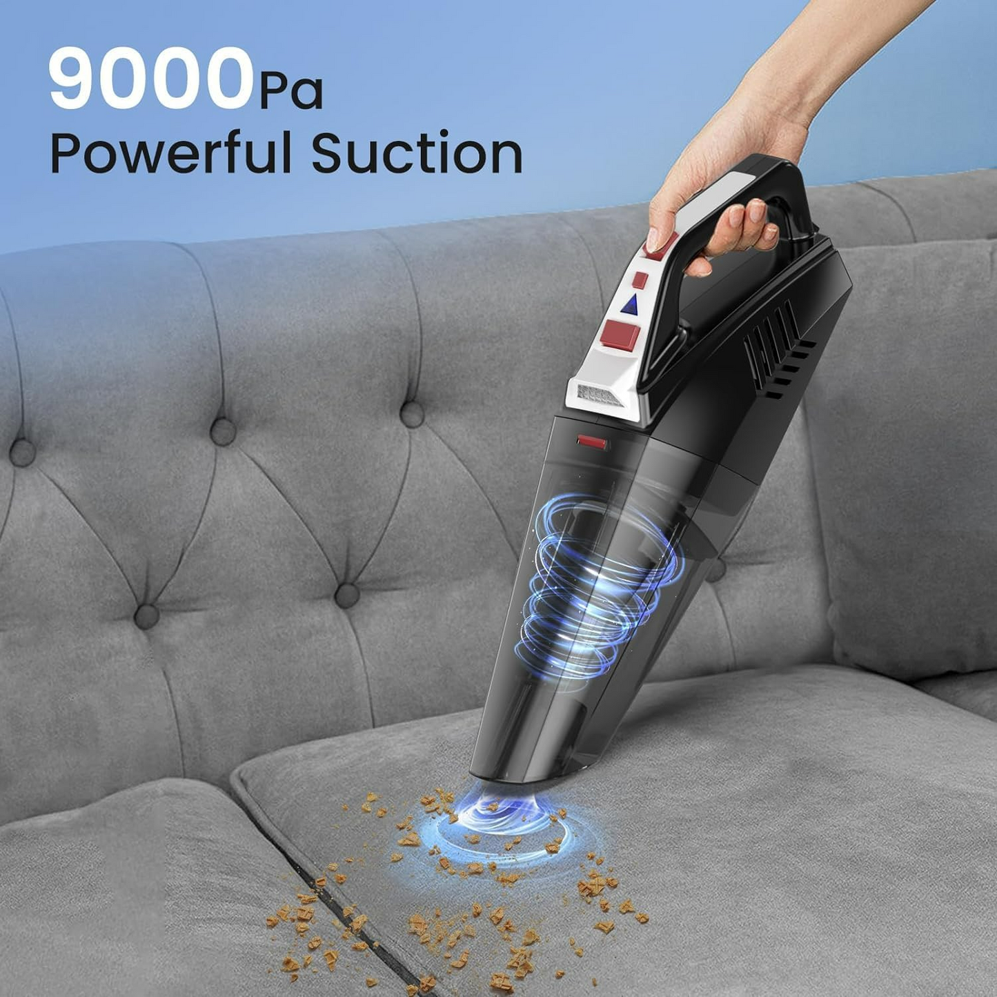 Cordless Handheld Vacuum – Portable Rechargeable Car & Home Mini Vacuum Cleaner 9000Pa