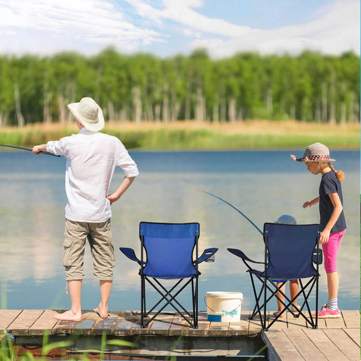 Portable & Foldable Camping Chair with Cup Holder, Outdoor Chair โ Black