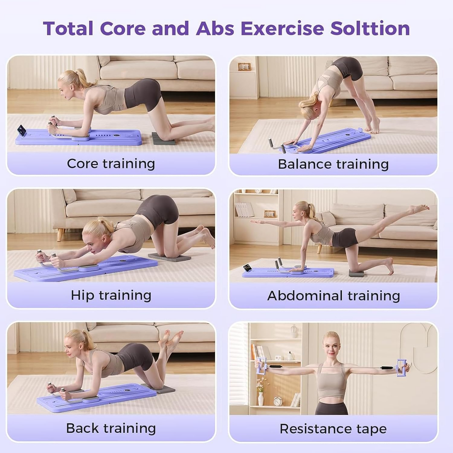 Foldable Pilates Reformer Machine โ Multifunctional Home Fitness Board with Ab Roller