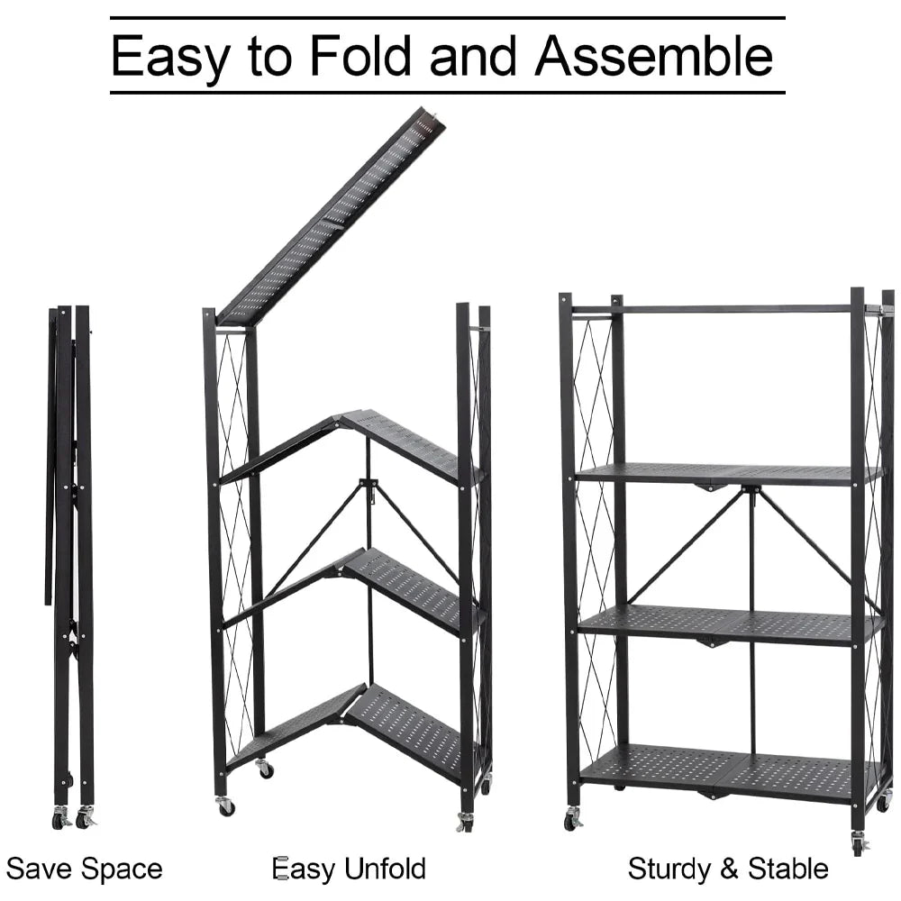Tier Storage Shelves Foldable Storage Shelf Rack Storage Shelving On Wheels For Kitchen