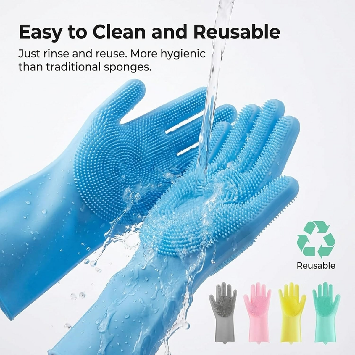 Silicone Dish Washing Gloves (Multicolor , 1 Pair)