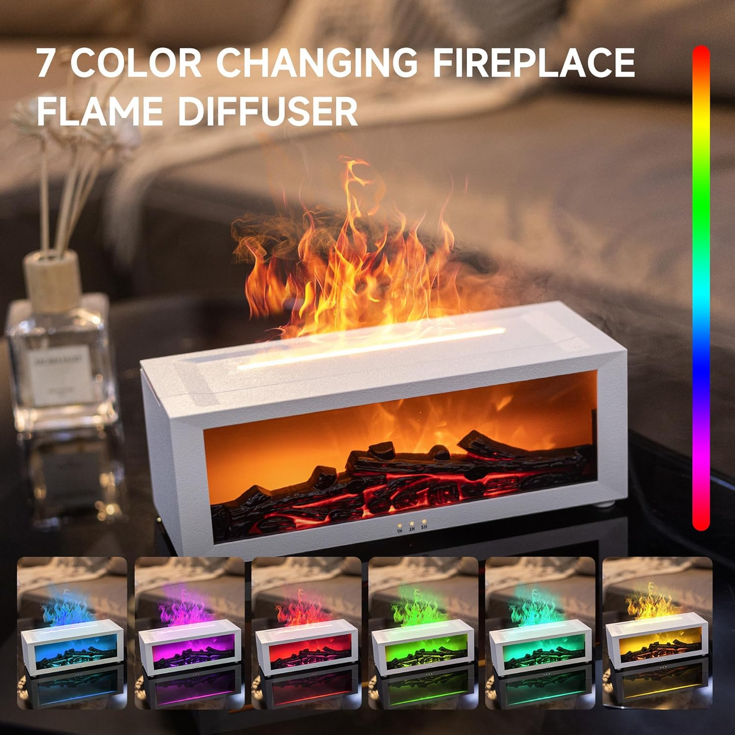 Flame Fireplace Diffuser, Vintage Fireplace Aromatherapy Diffuser Humidifier