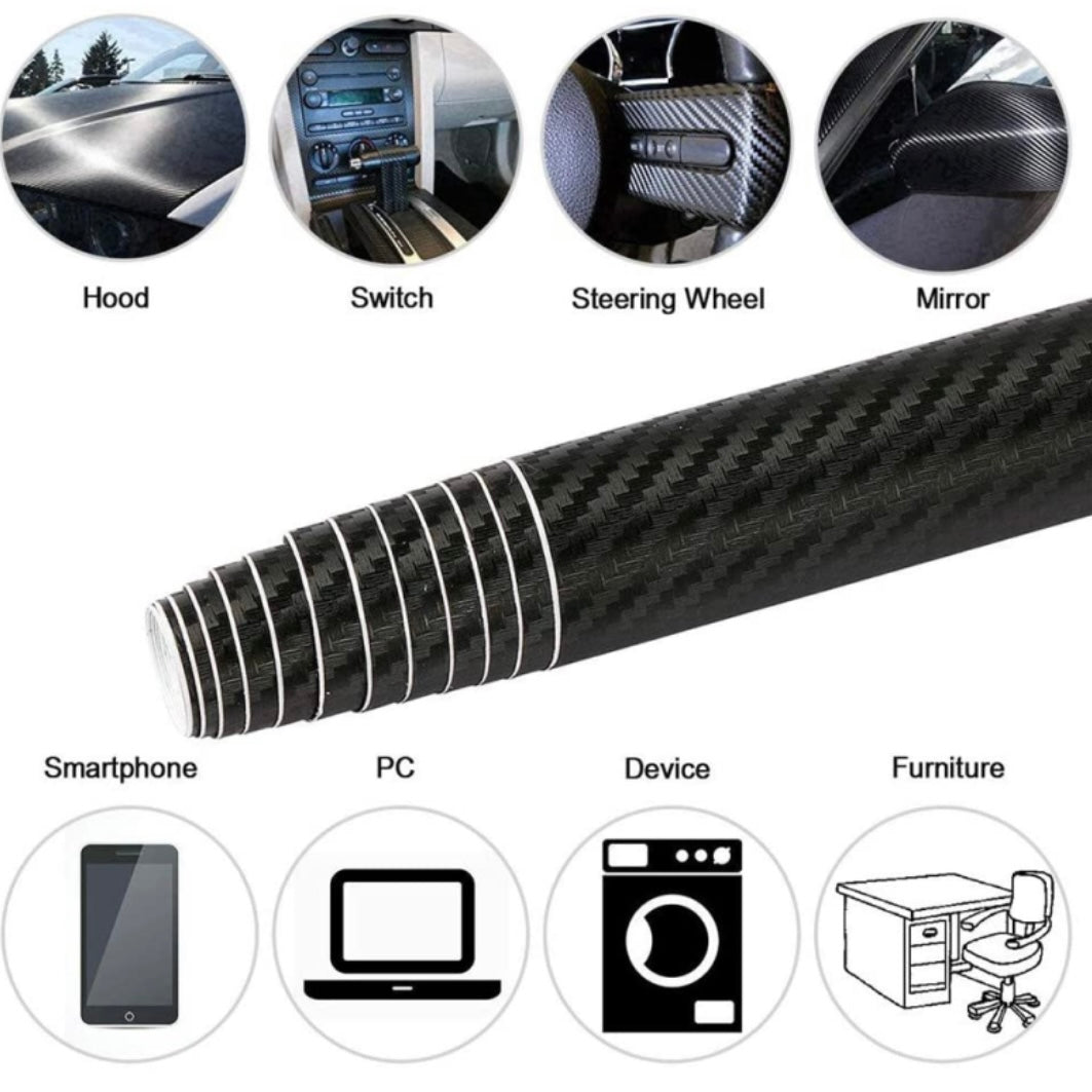 3D Carbon Fiber Car Sticker Waterproof Car Loading Edge - Door Sill - Paint Protection Film (L203 x W25)cm