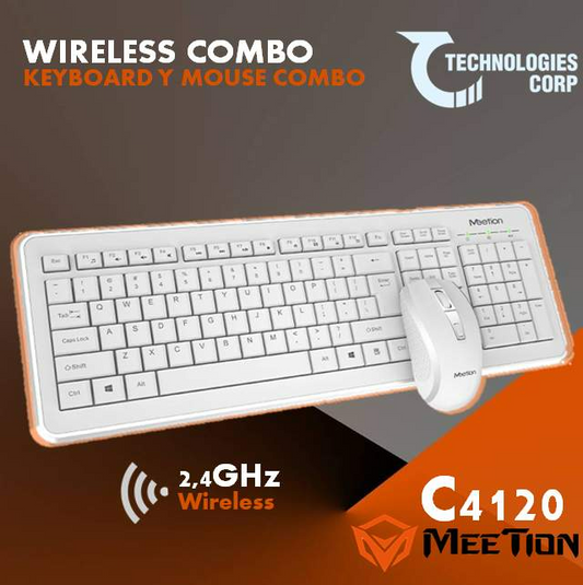 MEETION C4120 2.4 GHz KEYBOARD AND MOUSE WIRELESS COMBO β White