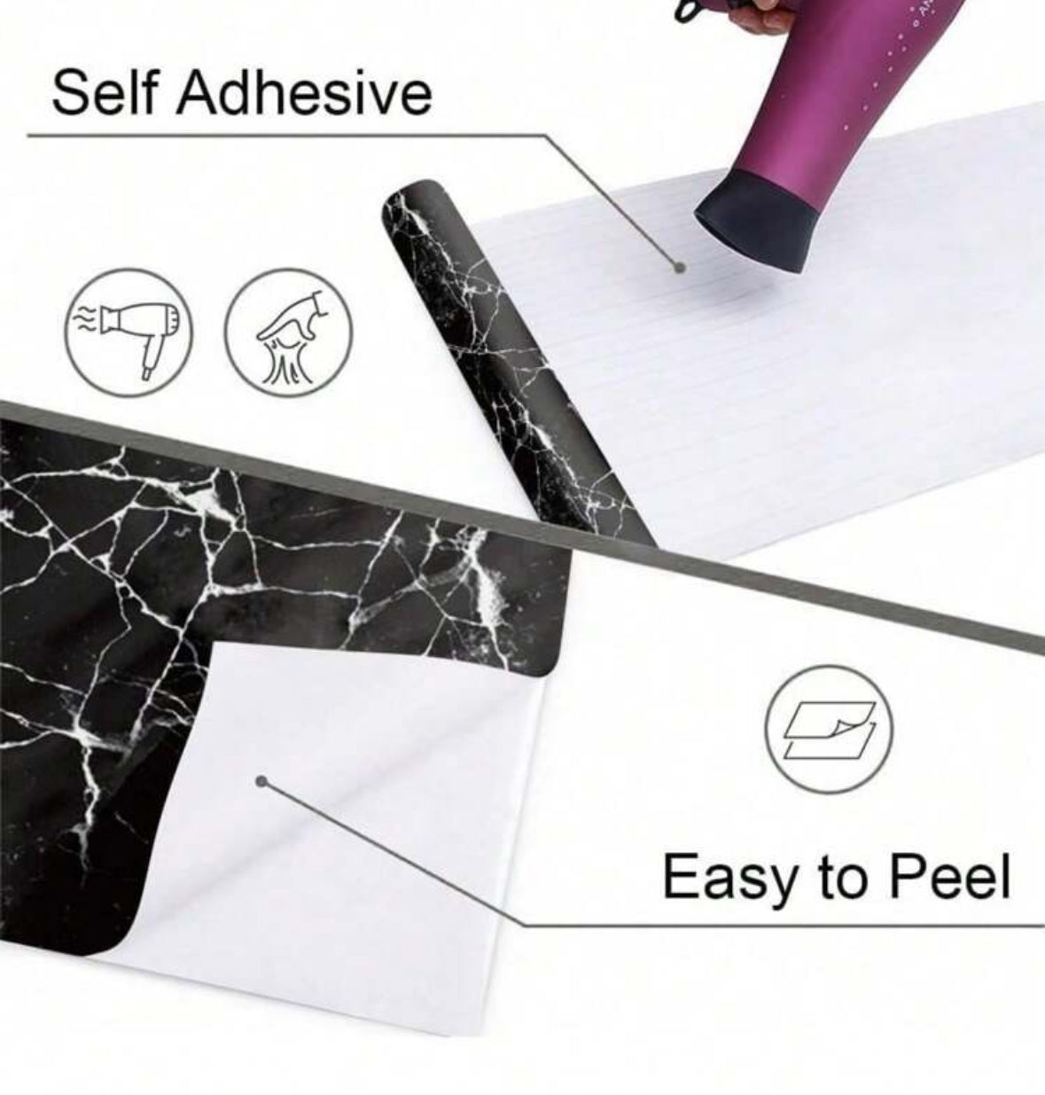 Luxury Marble Self-Adhesive PVC Wallpaper Roll 5 Meter