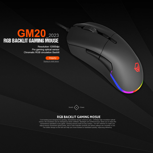 MEETION GM20 Optical Silent Wired Gaming Mouse