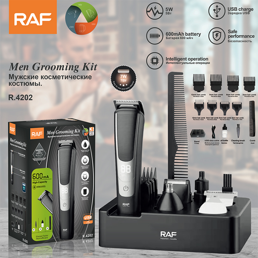 RAF 13-in-1 Grooming Kit & Electric Hair Clipper | Rechargeable Nose Hair Trimmer for Men  R4202