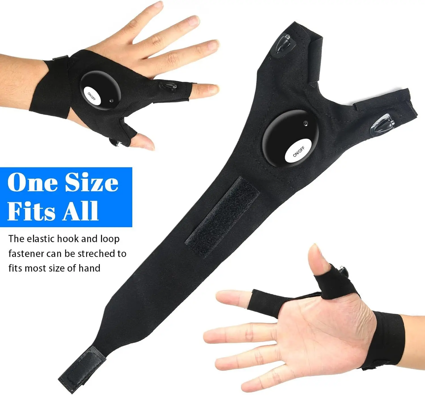 Gloves with Built-in LED Flashlight for Hands-Free Power