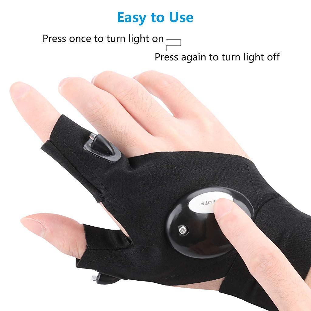 Gloves with Built-in LED Flashlight for Hands-Free Power