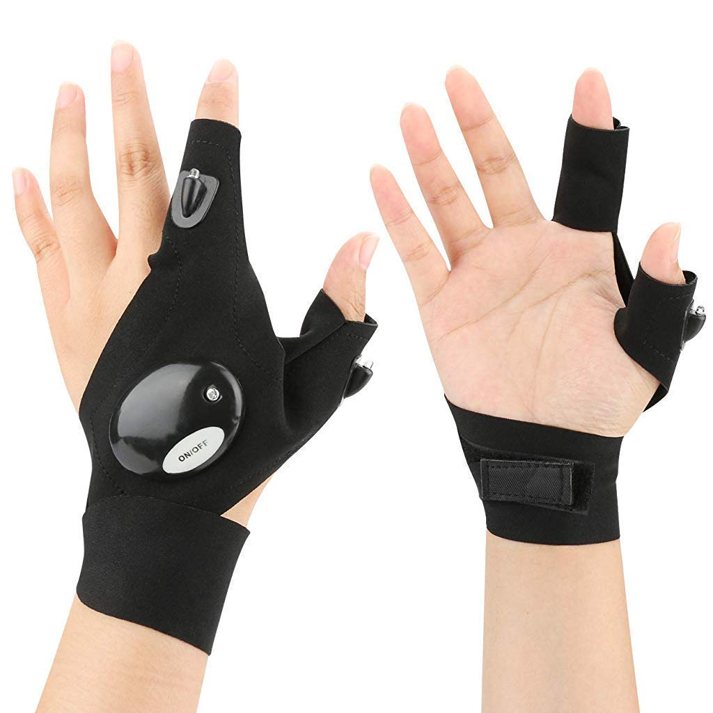 Gloves with Built-in LED Flashlight for Hands-Free Power
