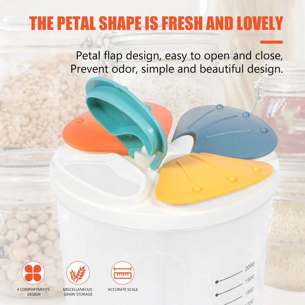 Clear Airtight Cereal Storage Food Container With Lids For Sesame Flour Dry Food 2000ml