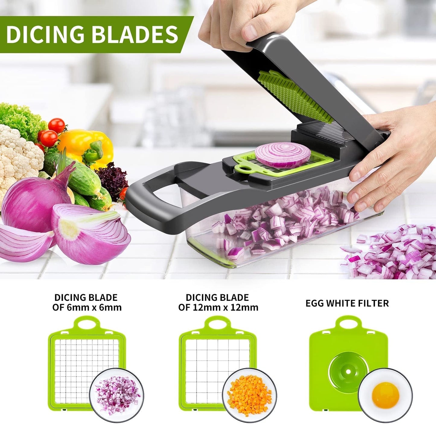 14 Pcs Multifunctional Vegetable Cutter Food Cutter Potato Cutter, Egg Separator Slicer