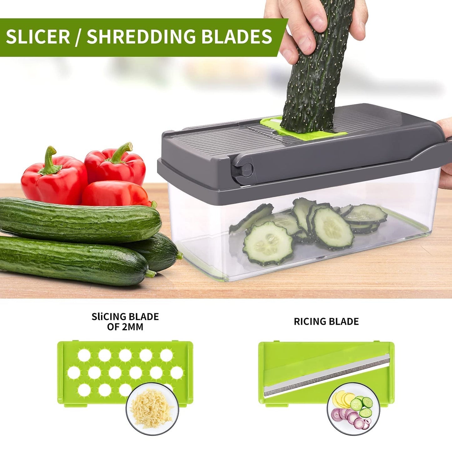 14 Pcs Multifunctional Vegetable Cutter Food Cutter Potato Cutter, Egg Separator Slicer