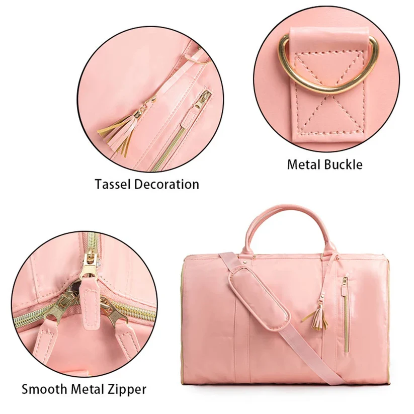 8 in 1 Travel Storage Bag, Leather Travel Duffel Bag with Shoulder Strap
