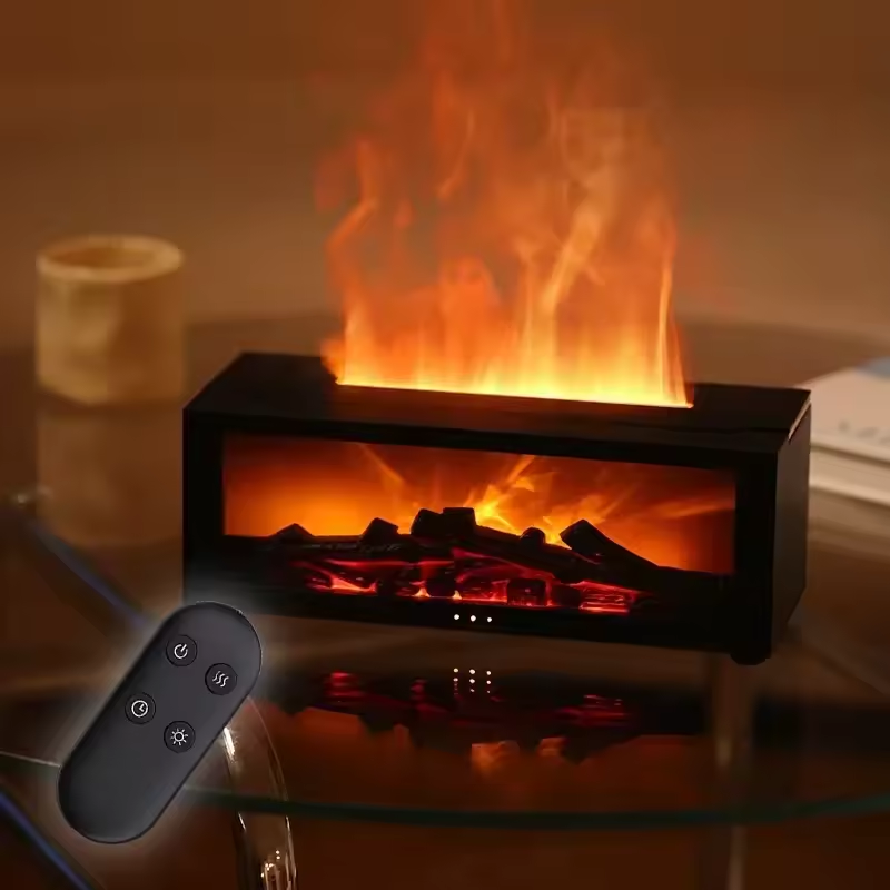 Flame Fireplace Diffuser, Vintage Fireplace Aromatherapy Diffuser Humidifier