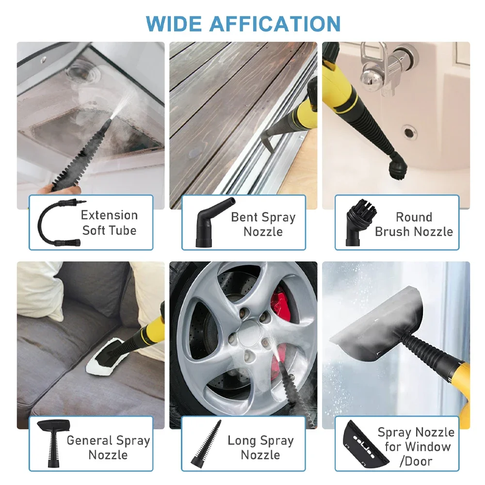 High Pressure Steam Cleaner – 1000W Handheld Steam Cleaning Machine with 9 Accessories for Kitchen, Bathroom, Furniture & Car Detailing