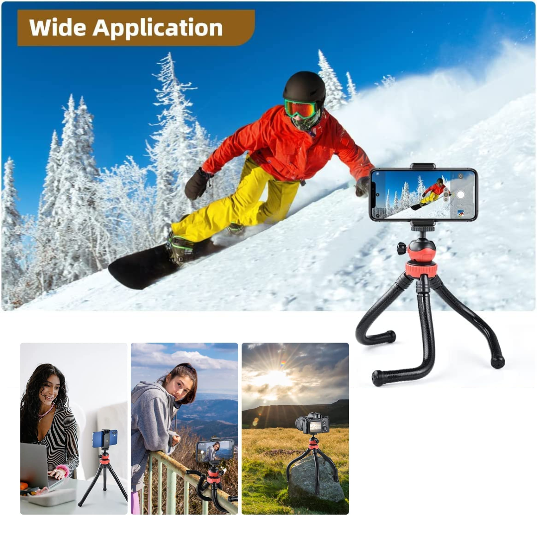 Flexible Octopus Tripod for Phone & Camera โ Mini Tripod Travel Stand with Phone Clip Mount