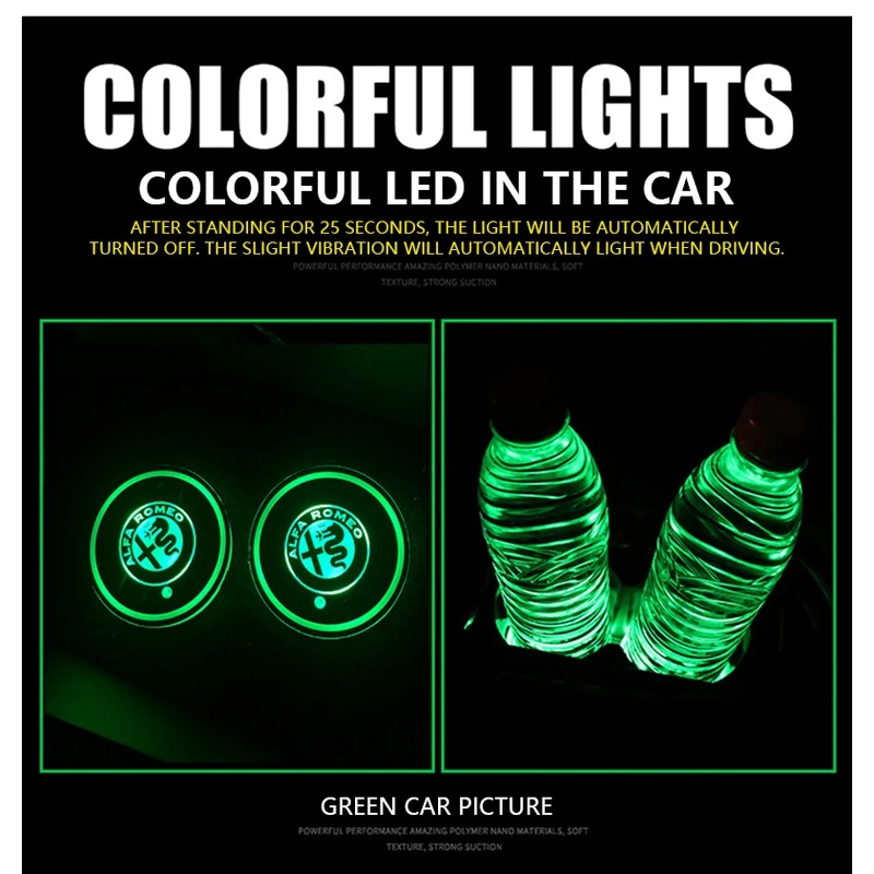 Car LED Light Cup Mat โ 7 Color Atmosphere Pad