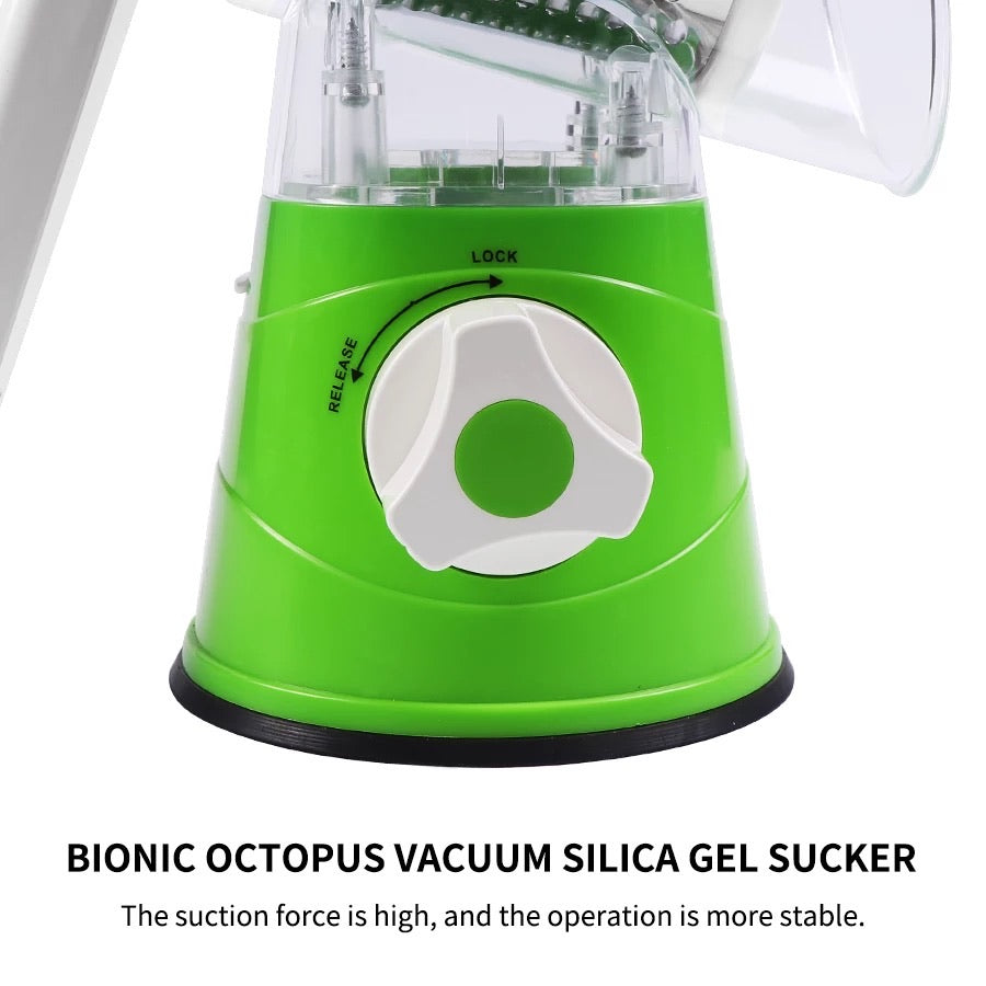 3-in-1 Drum Vegetable Cutter & Rotary Cheese Grater – Multifunctional Slicer with 3 Stainless Steel Blades for Vegetables, Fruits & Cheese