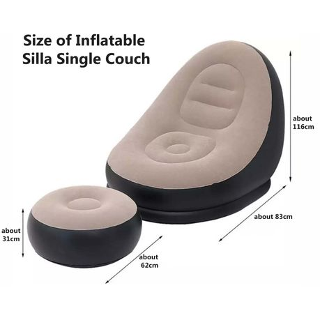 Portable Inflatable Bed Sofa Flocking Couch Set with Footstool