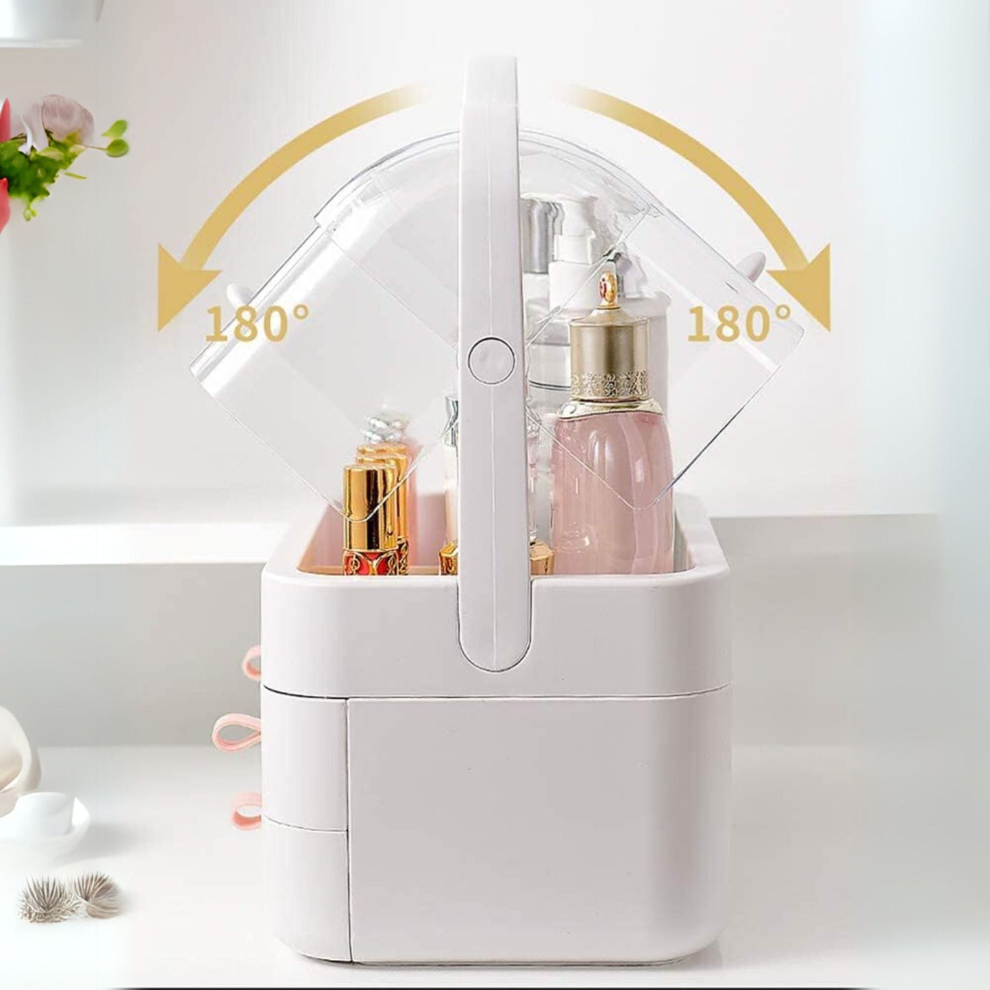 Dustproof Makeup Organizer with 3 Drawers โ Waterproof Cosmetic Storage Box