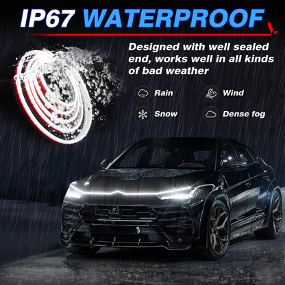 Car Hood Light Strip, Flexible Exterior Car LED Strip Lights Waterproof (Crystal Blue)