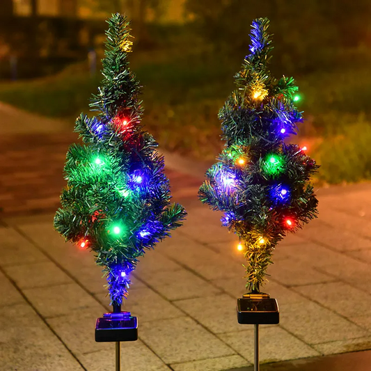 2 Pieces Solar Christmas Tree with Lighting Modes