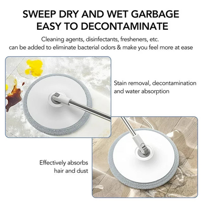 Microfiber Floor Mop and Bucket Set – 180° Rotating Mop Head with Round Bucket & Adjustable Handle