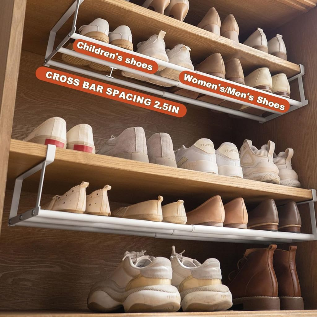 Expandable Shoe Rack Organizer - Adjustable Shoe Rack & Under Cabinet Shelf