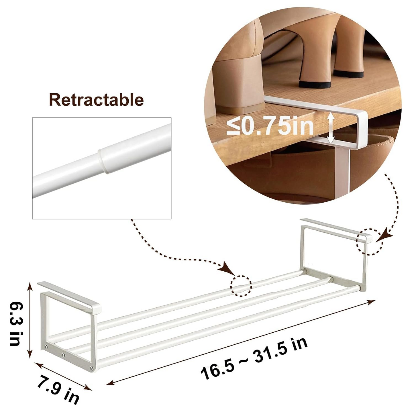 Expandable Shoe Rack Organizer - Adjustable Shoe Rack & Under Cabinet Shelf