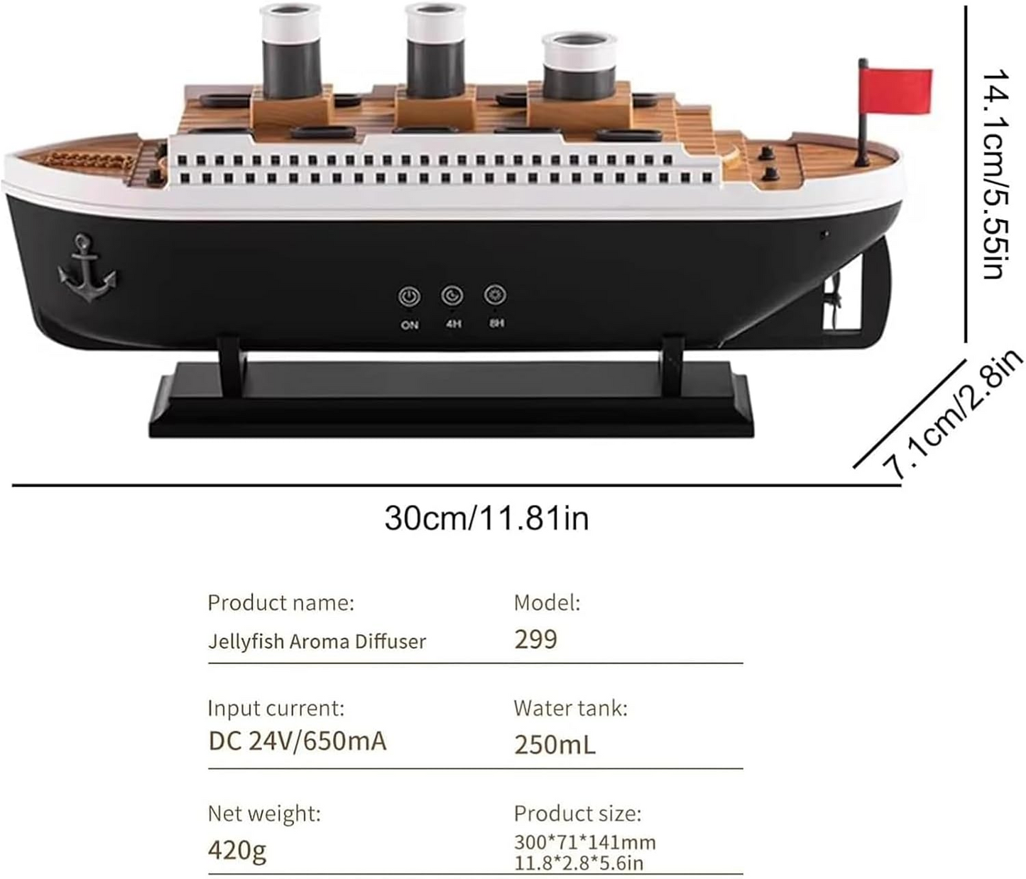 🚢 Titanic Humidifier & Essential Oil Diffuser – Aromatherapy