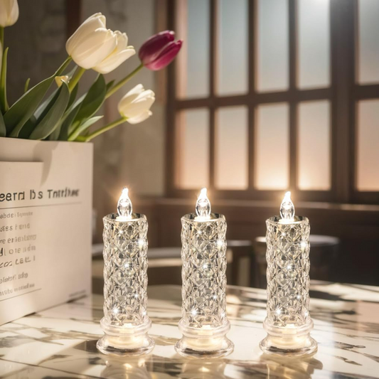 Flameless Candles Vintage Crystal Candle – Electric Memorial & Table Décor Light