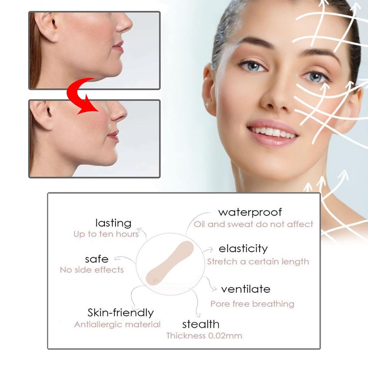 100-Piece Face Lifting Tape Kit